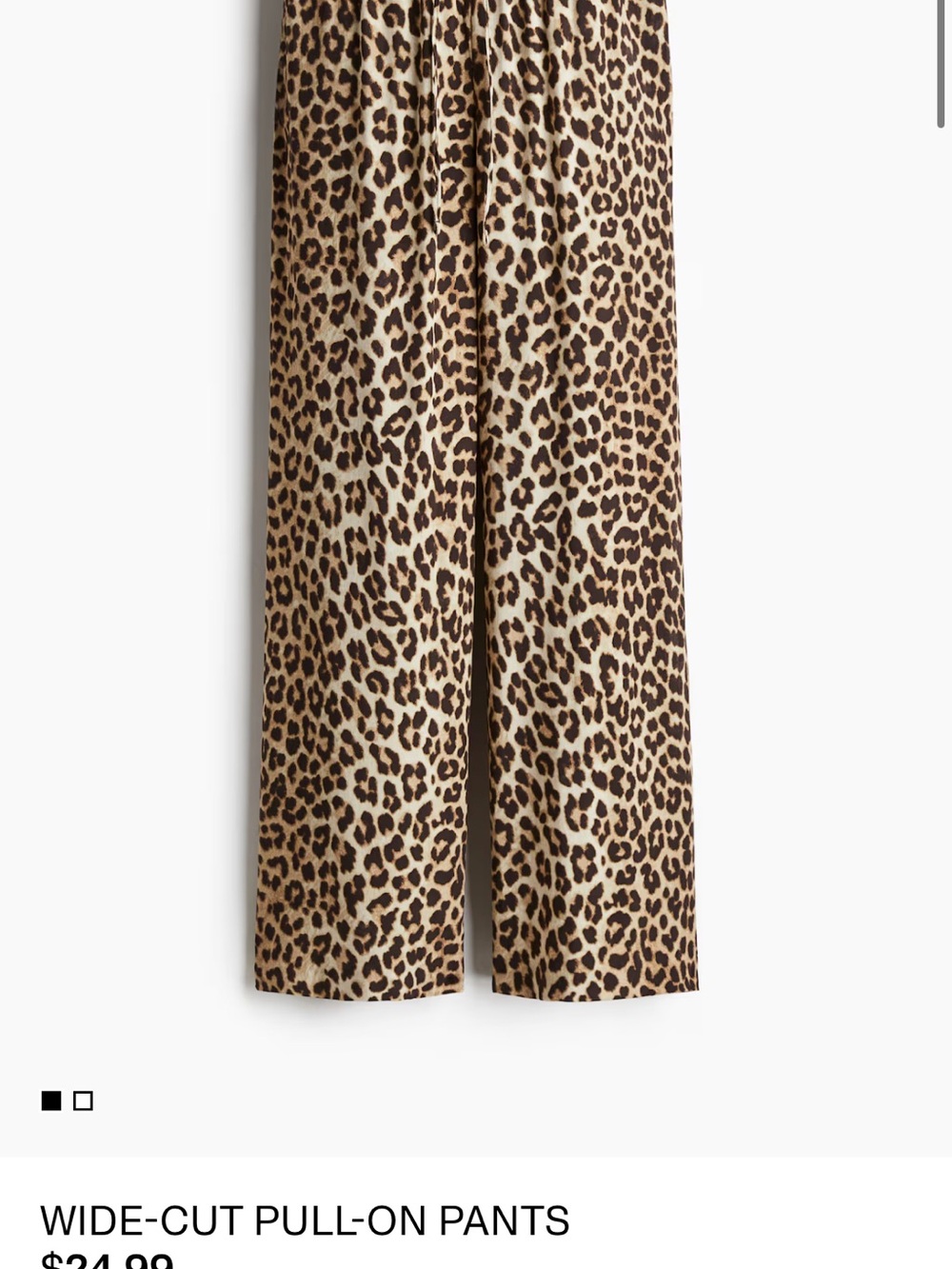 H&M Wide-Cut Pull-On Pants in Leopard Print Brown/Black